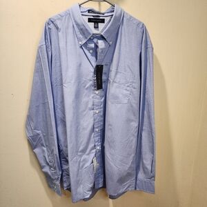 Tommy Hilfiger Men's  Light Blue Button-Up Cotton Shirt Plus Size XXL NWT